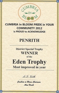 Penrith winner of Eden Trophy for most improved town at Cumbria in Bloom 2012