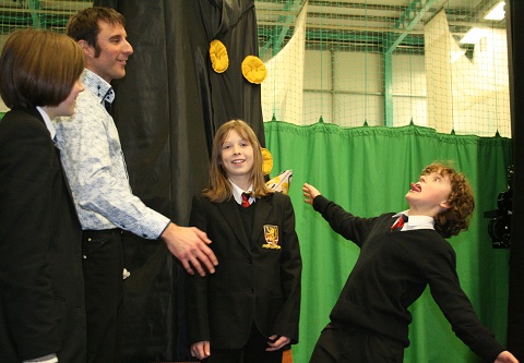 Telling a tall story at the Story Giants Intro event at Penrith Leisure Centre