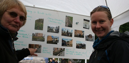 Discussing community food growing at Acorn Bank Apple Day 2012