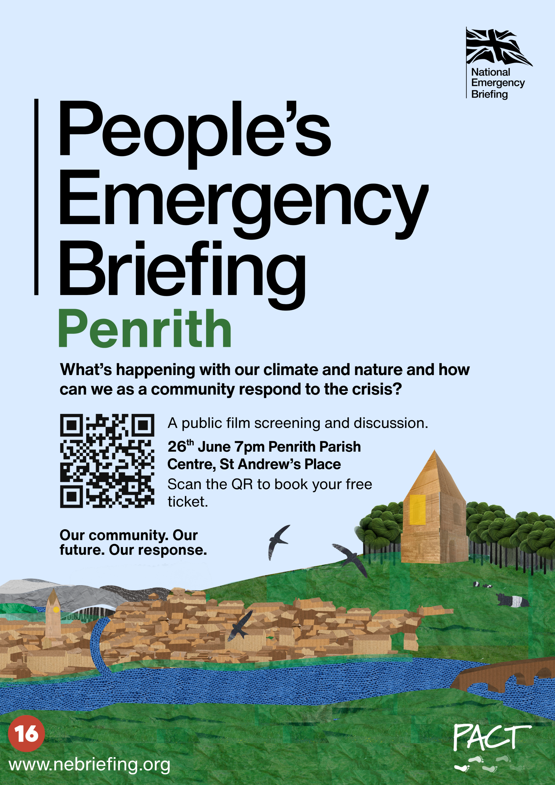People's Emergency Briefing poster Penrith. Date: 26th June, 7pm-9:30pm